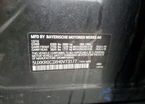 2017 BMW X5 xDrive35I z USA, uszkodzony, nr VIN 5UXKR0C3XH0V73177